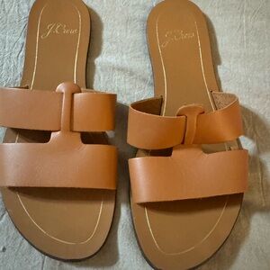 J. Crew Women's Brown Leather Slide Sandals